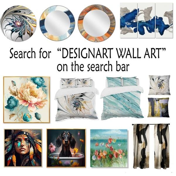Home Decor Set Abstract Fractal Motifs, Coordinated Blue And Teal Decor