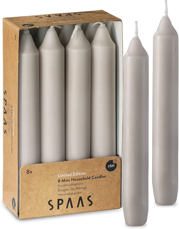 Household Candle Set: Smooth Beige Wax Tapers, Set of 8