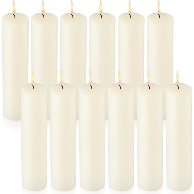 Ivory Pillar Candles Bulk Wedding Set Tall Unscented