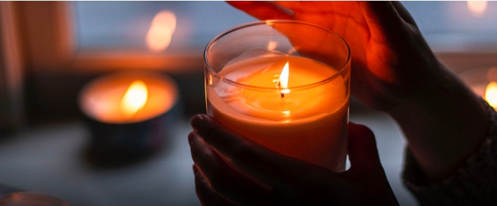 Jar Candle Clear Glass Amber Glow Single Wick Warm Lighting Decor