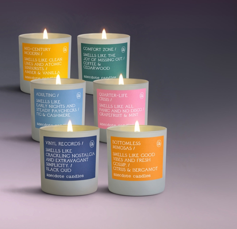 Jar Candle Descriptive Labels Frosted Glass Vibrant Palette Modern Style