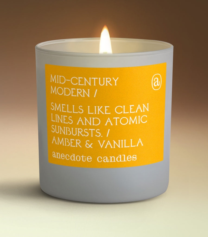 Jar Candle Vibrant Yellow Label Frosted Glass Retro Typography Style