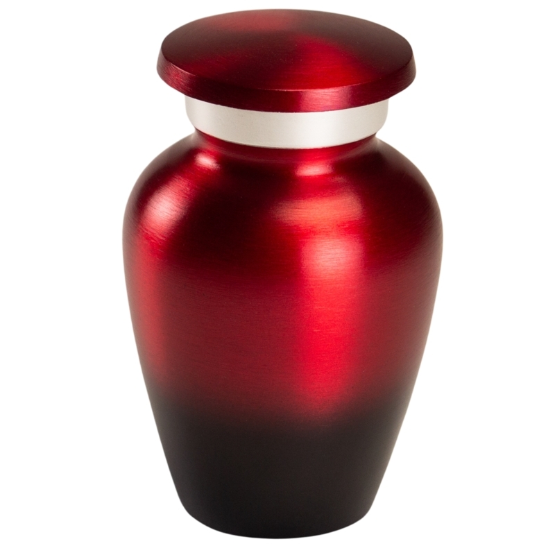 Keepsake Urn Sunset Red to Black Ombre Brushed Metal Finish