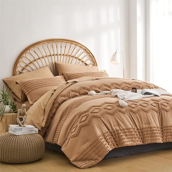 Khaki Quilted Comforter Set in Soft Matte Microfiber-Like Fabric