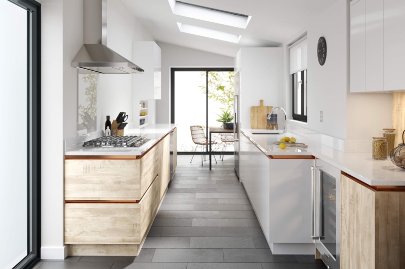Kitchen with Natural Skylights and Unique Copper Trim Detailing