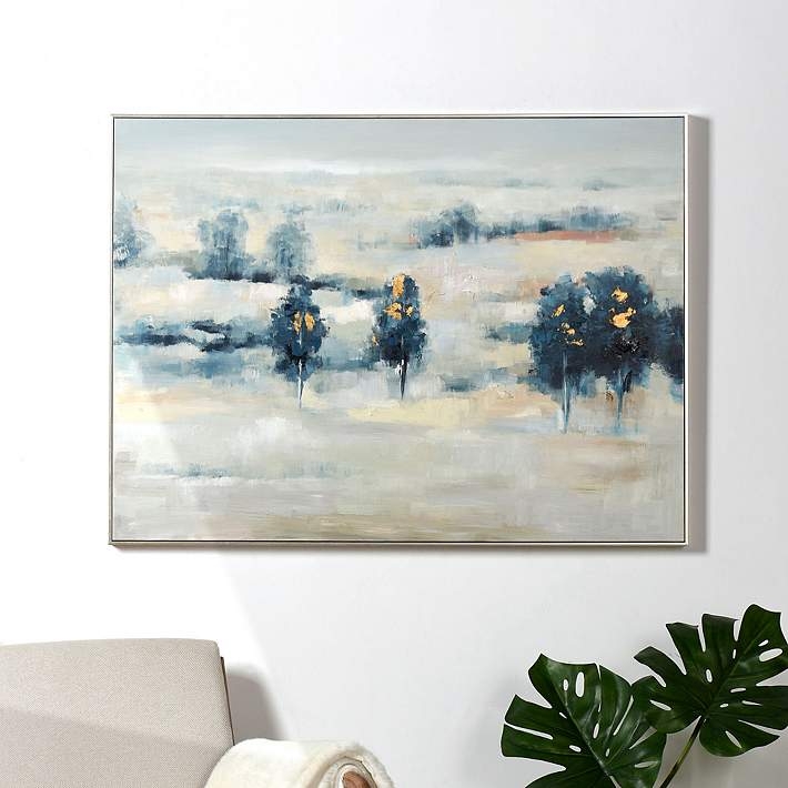 Large Framed Impressionist Landscape Wall Art, Gold Leaf Accents
