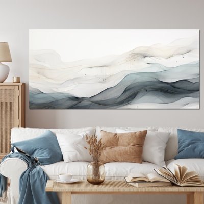 Large Horizontal Abstract Wall Art Print with Fluid Watercolor Lines