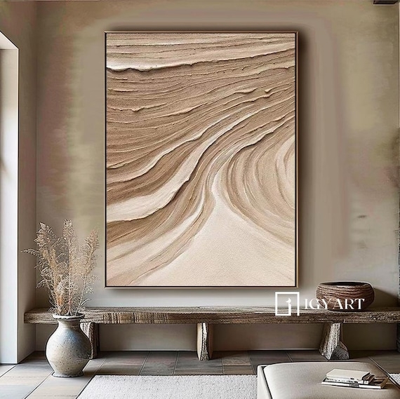 Large Minimalist Wall Art: Wabi Sabi Plaster Texture in Earth Tones