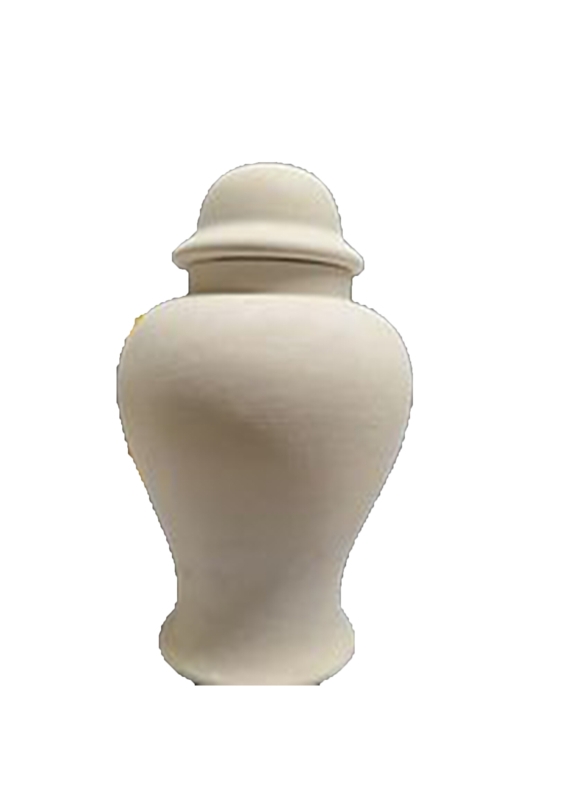 Large Traditional Ceramic Ginger Jar with Unglazed Bisque Finish
