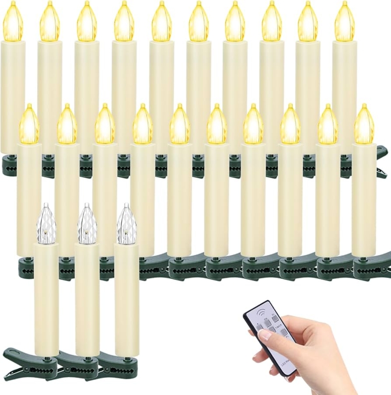 LED Candle Clip On Base Faceted Tips Remote Controlled Christmas Tree