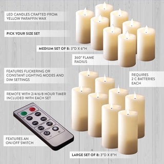 LED Pillar Candle: Ivory Paraffin Wax with Remote Control Timer