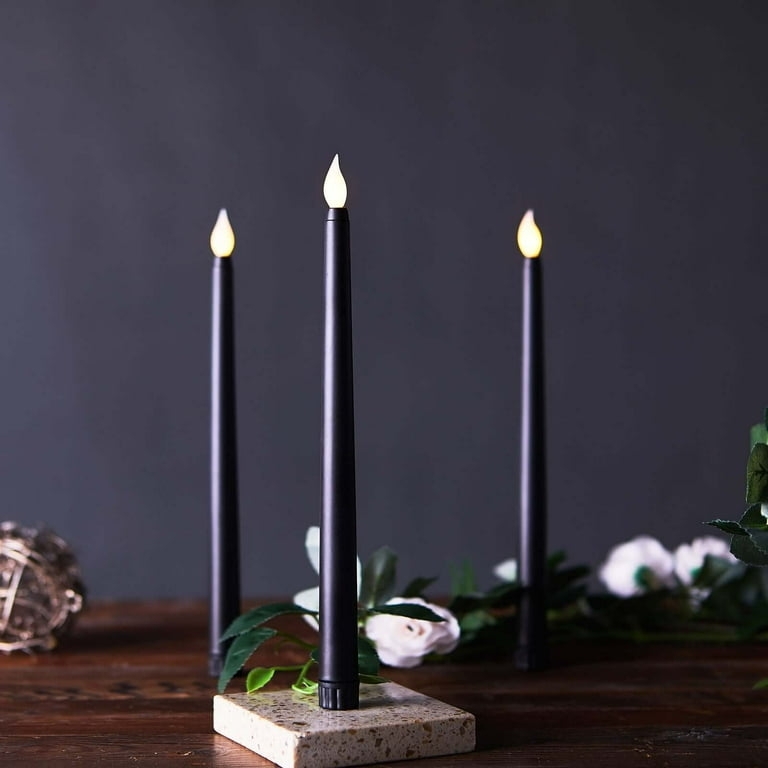 LED Taper Candle Matte Black Finish Slender Profile Dramatic Decor