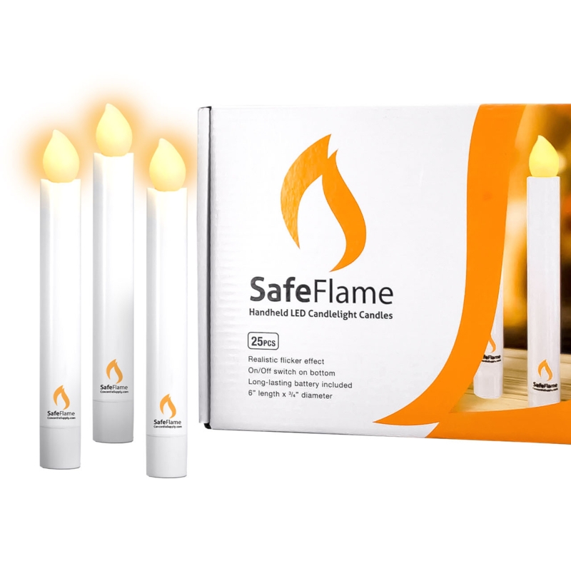 LED Taper Candles Amber Glow Handheld Bulk Pack