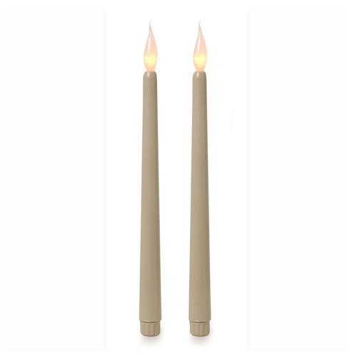 LED Taper Candles Flameless Beige Ridged Base Battery Operated
