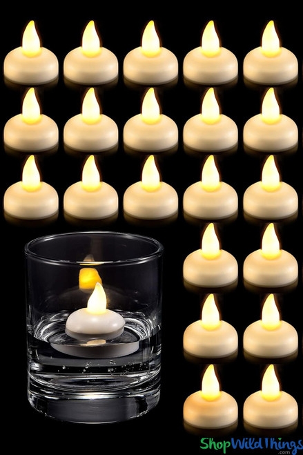 LED Tea Light Floating Design Water Activated Warm White Flame Bulb