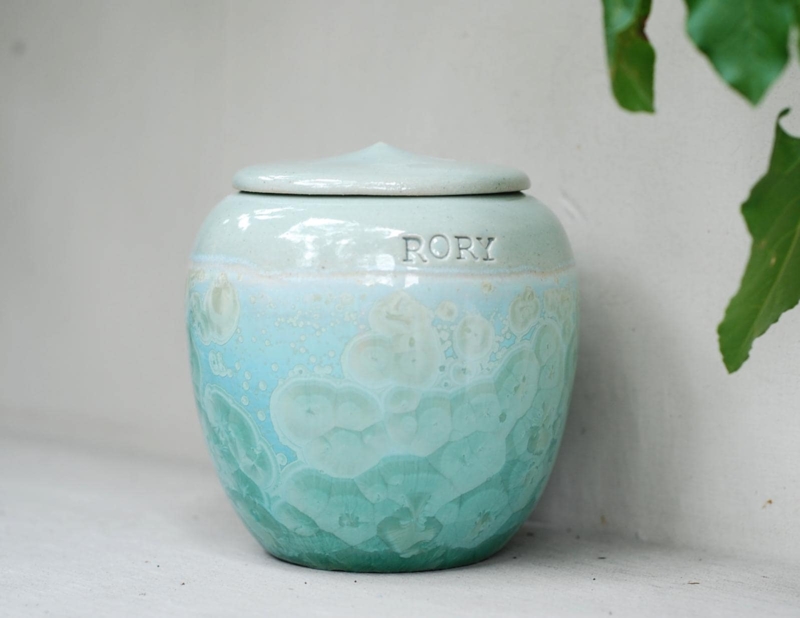Lidded Jar Crystalline Glaze Teal Mint Artisan Handcrafted Ceramic