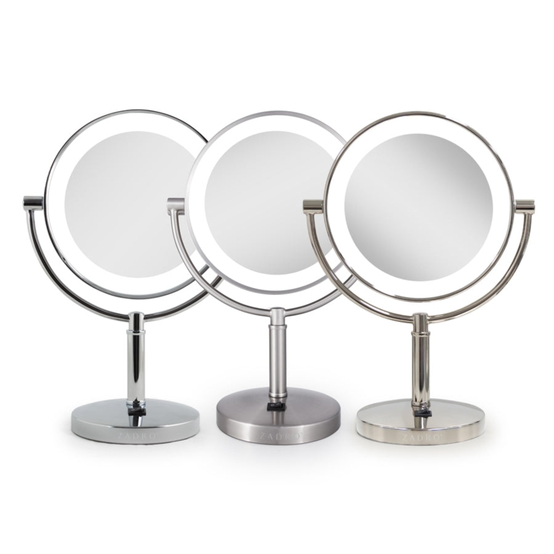 Lighted Makeup Mirror Tabletop Double-Sided Swivel Round