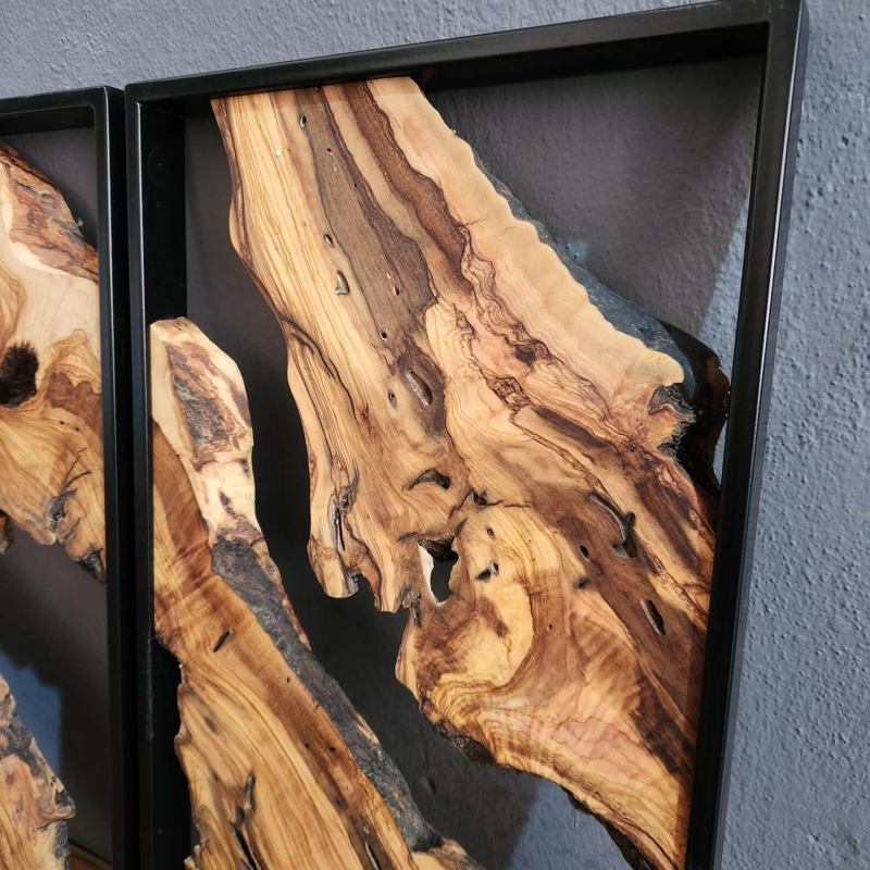 Live Edge Wood Wall Art Figured Grain Slim Black Metal Frame