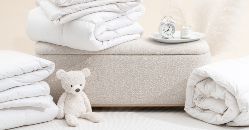 Lofty White Comforter Baffle Box Construction Woven Fabric Duvet