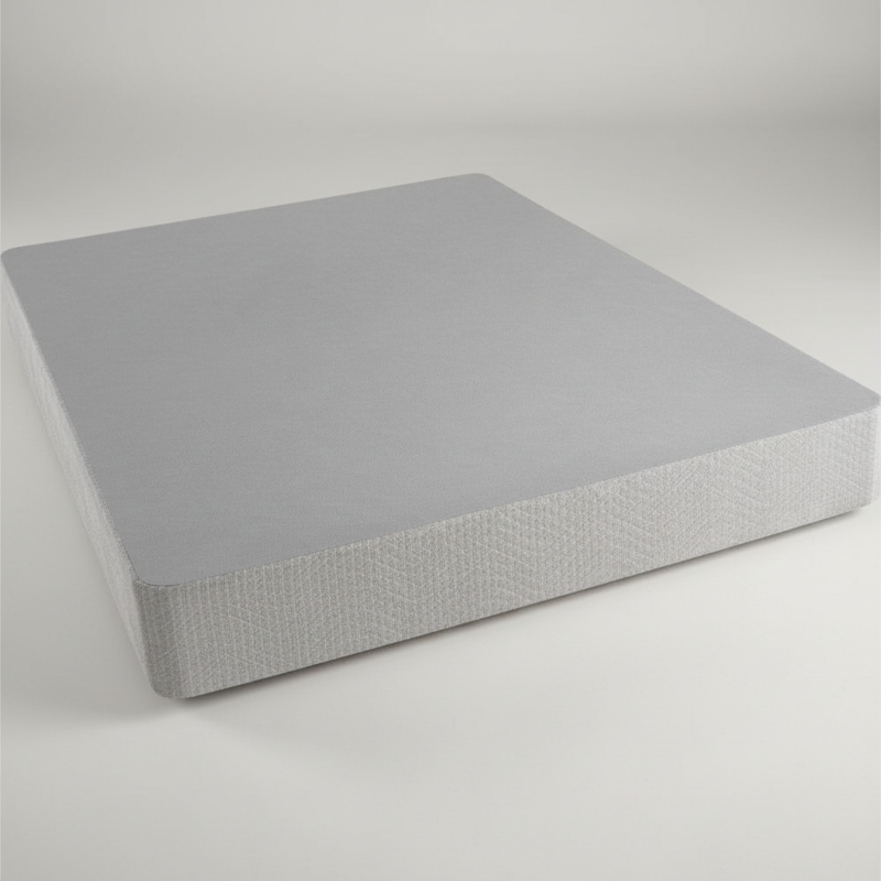 Low-Profile Box Spring, Woven Fabric Upholstery, Matte Finish.