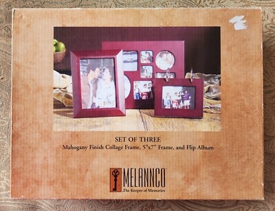 Mahogany Finish Picture Frame Set including Collage and Flip Album