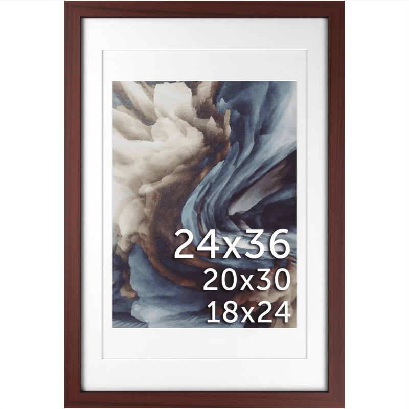 Mahogany Finish Picture Frame with Versatile Multi-Mat Design