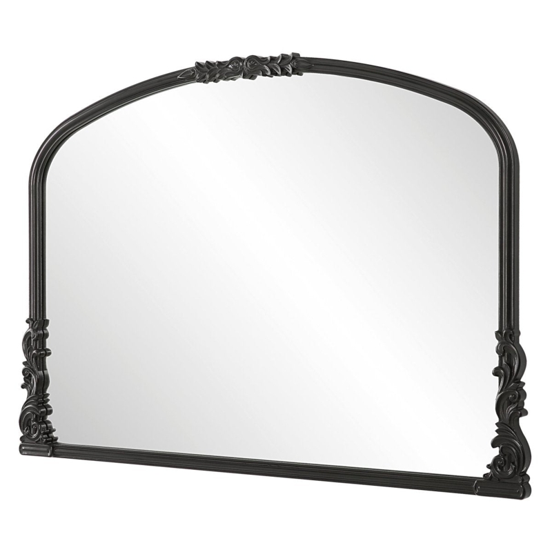Mantel Mirror Scroll Embellishments Satin Finish, Baroque Style Decor