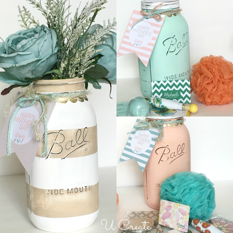 Mason Jar Matte Pastel Paint Embossed Glass Details Farmhouse Jars