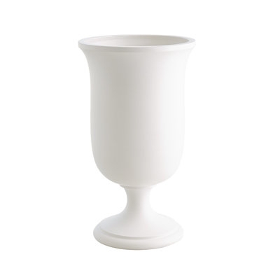 Matte Finish Trumpet Vase, Ceramic-Like Chalice Shape on Pedestal