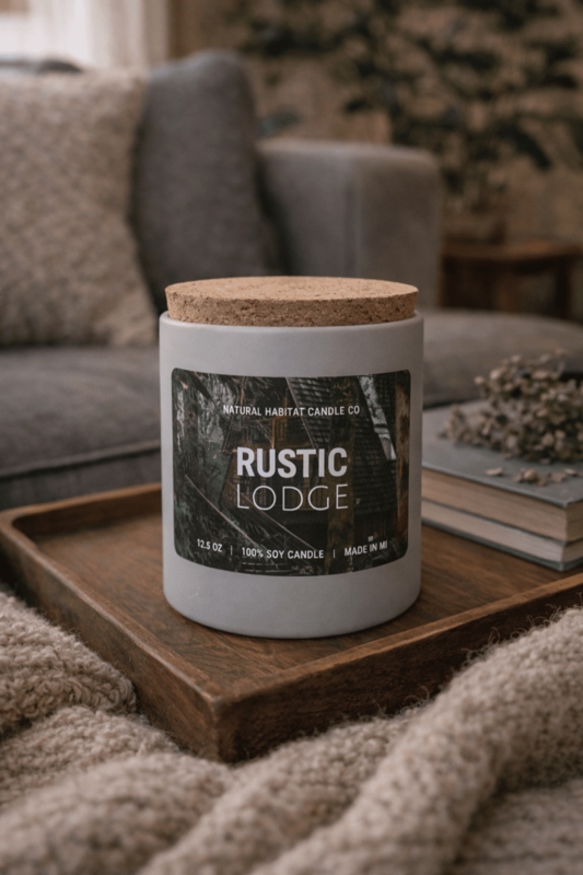 Matte Grey Jar Candle with Stone Finish and Cork Lid