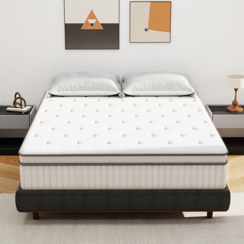 Mattress Charcoal Piping Ribbed Sides Hybrid Modern Bedroom Styling