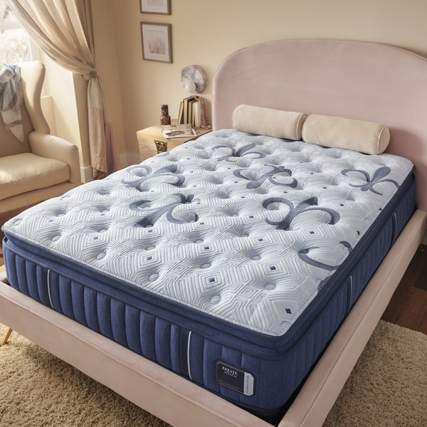 Mattress Damask Pattern Navy Blue Sides Blush Bedroom Palette