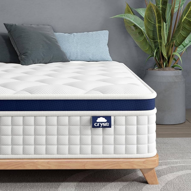 Mattress Featuring Grid Side Quilting and Navy Accent Band