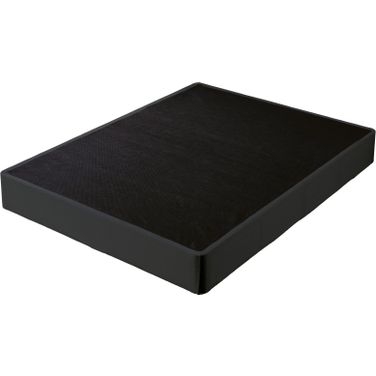 Mattress Foundation: Sleek Black Upholstered Low Profile Bed Foundation