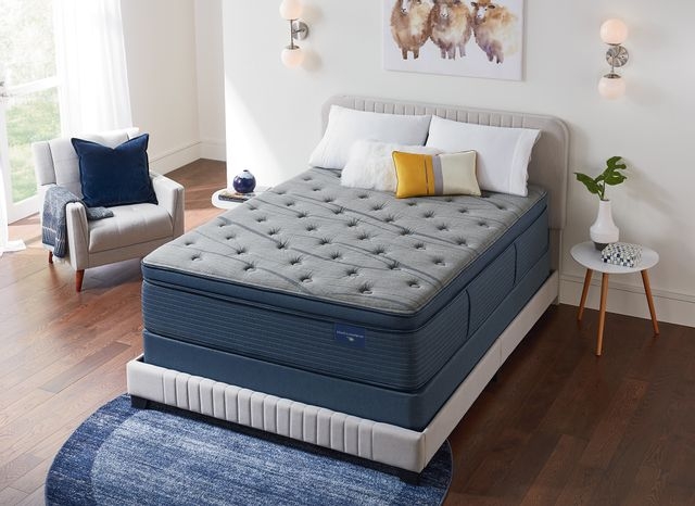Mattress Navy Blue Tufted Top High Profile Transitional Style