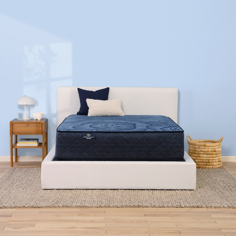 Mattress Navy Floral Quilt Boucle Bed Base Modern Minimalist Styling