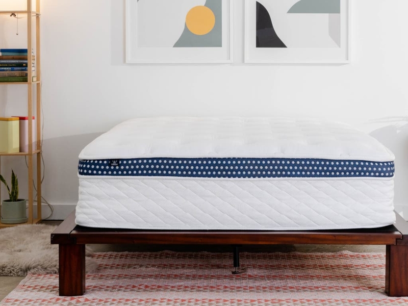 Mattress Polka Dot Pattern Navy Blue Border Diamond Quilted Sides
