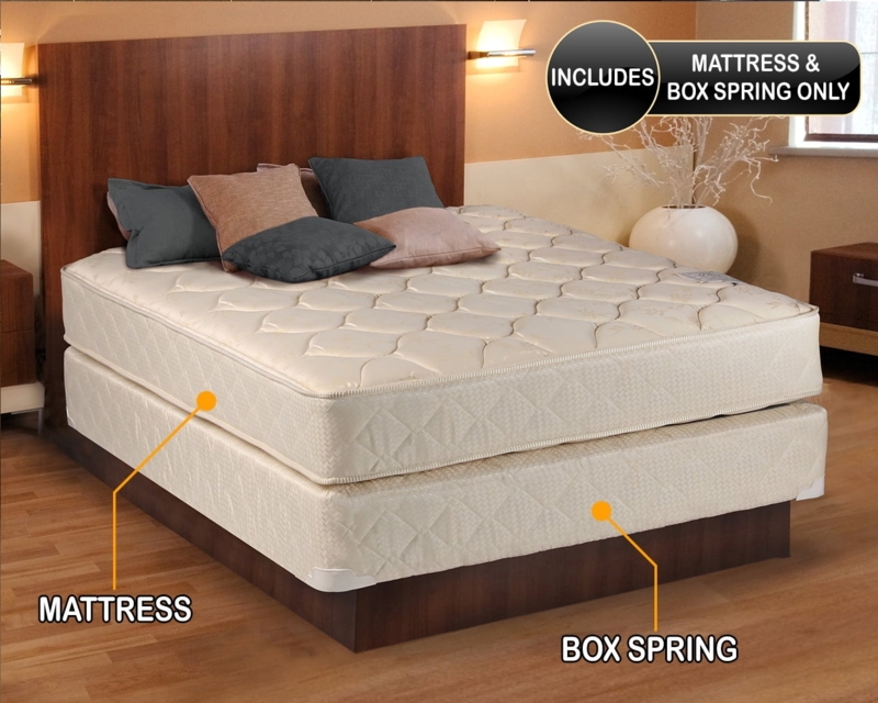Mattress Set Cream Quilted Fabric Diamond Pattern Classic Traditional