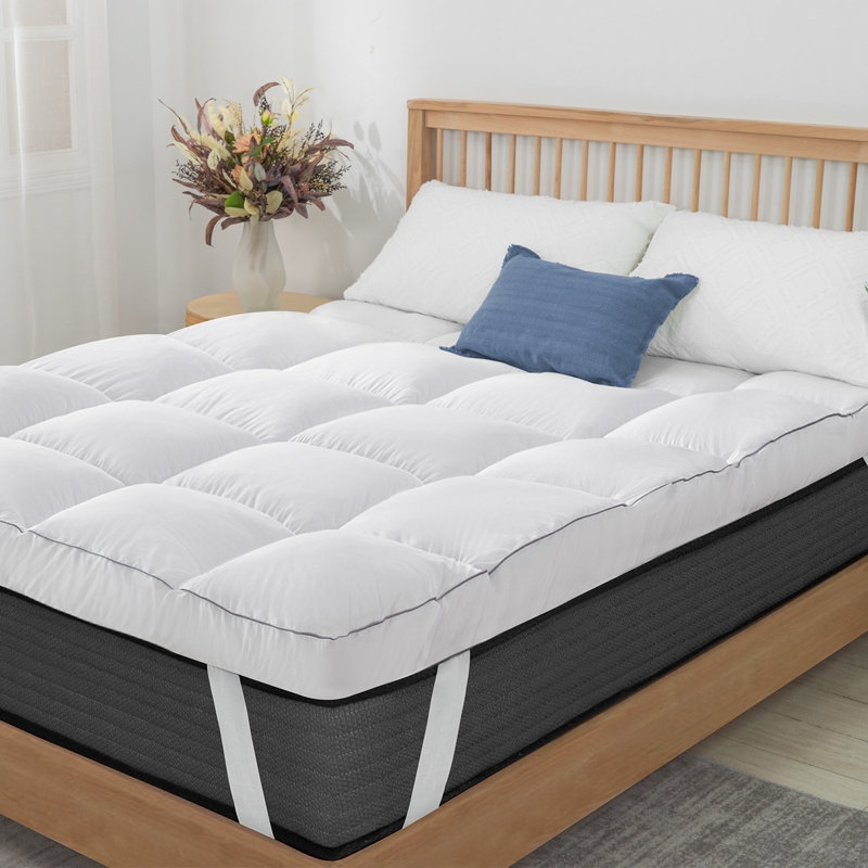 Mattress Topper, Baffle-Box Construction, Gray Piping Detail.