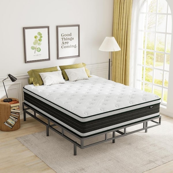 Mattress Tufted Top Platform Base Minimalist Metal Base