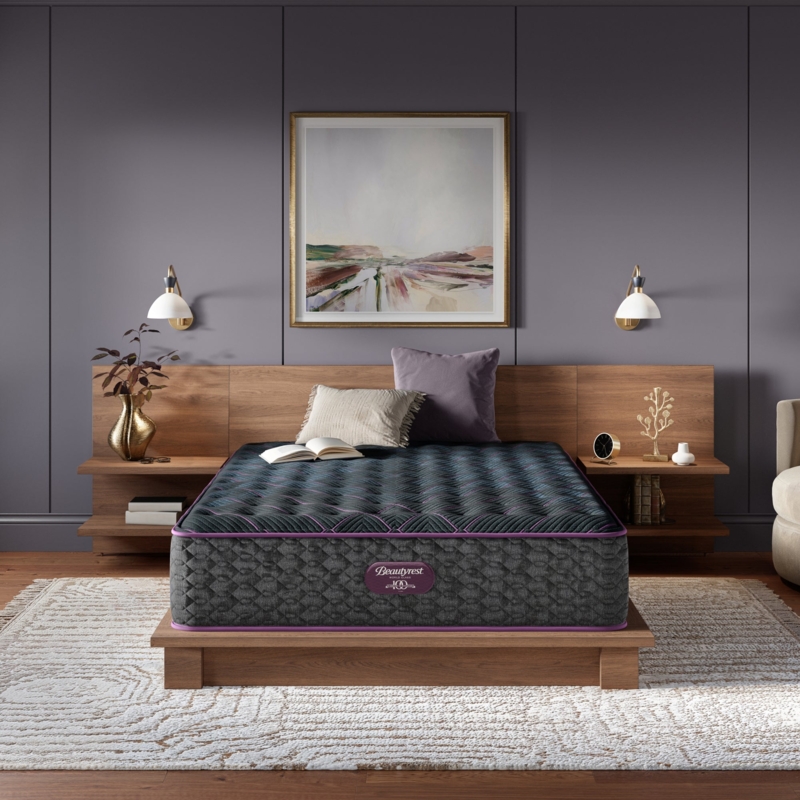 Mattress with Geometric Quilted Top and Integrated Headboard