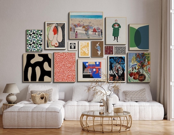 Maximalist Gallery Wall Set, 15 Piece Curated Colorful Collection
