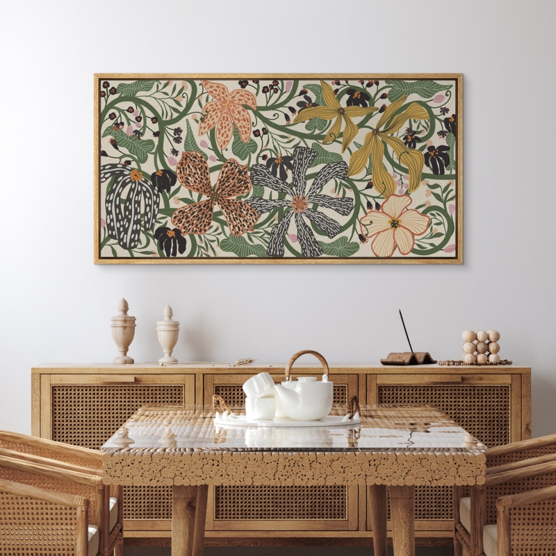 Mid Century Modern Botanical Print, Large Horizontal Art Decor