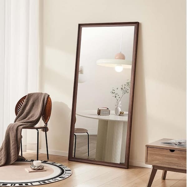 Mid-Century Modern Floor Mirror with Slim Wood Frame