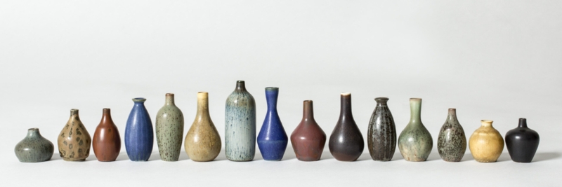 Miniature Vases: Mid-Century Ceramic Collection, Earthy Varied Glazes.