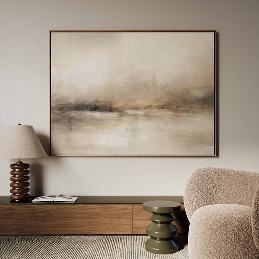 Minimalist Wall Art: Hazy Abstract Landscape, Oversized Horizontal Frame