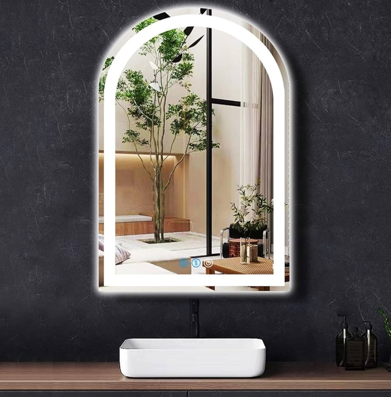 Modern Arched Mirror LED Front-Lit with Touch Screen Controls