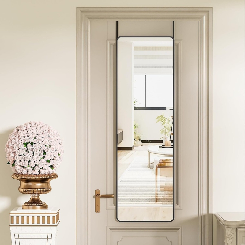 Modern Black Mirror Full Length Rounded Corners Sleek