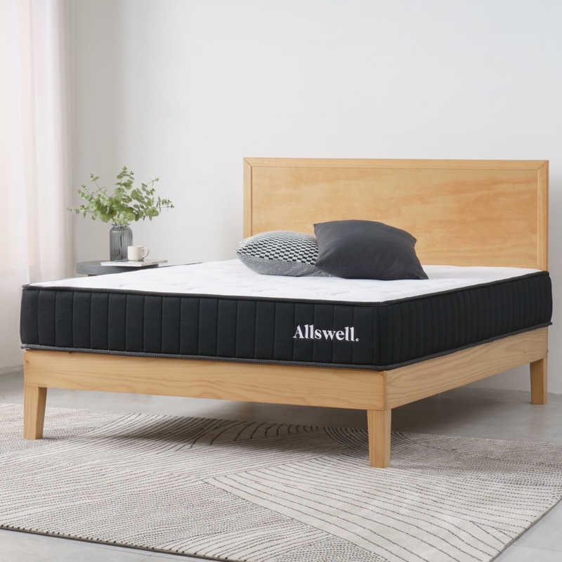 Modern Charcoal and White Hybrid Mattress with Quilted Top