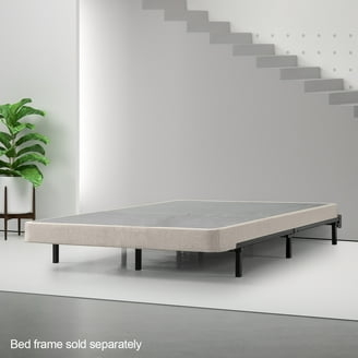 Modern Low Profile Box Spring Upholstered in Soft Beige Fabric